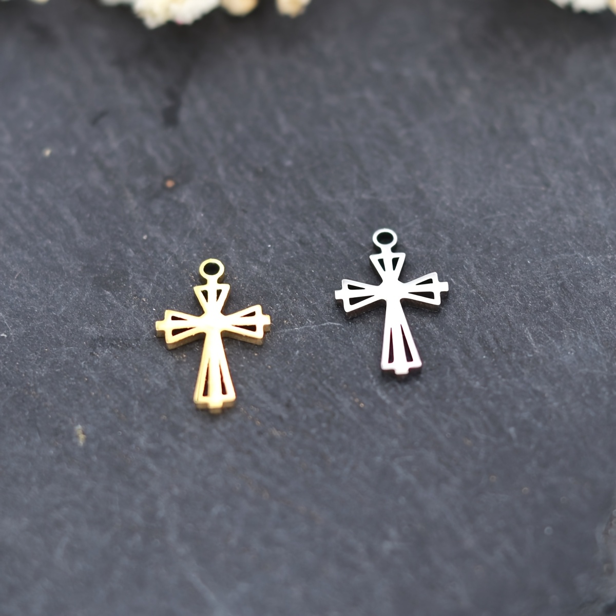3pcs Stainless Steel Cross Charms for Necklace and Bracelet Making